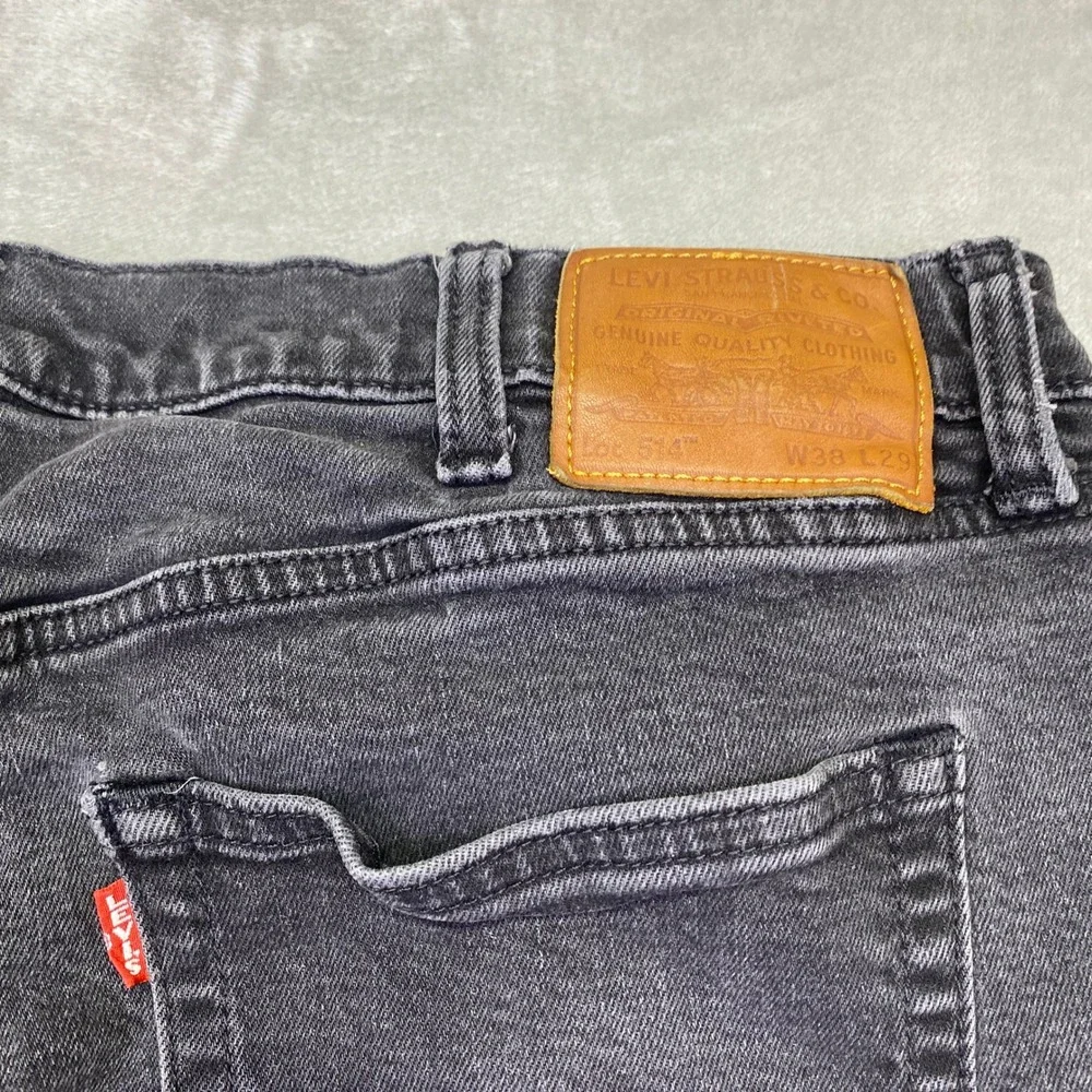 Levis Premium 514 Straight Fit Jeans Mens Sz 38 Charcoal Gray Denim Grunge Retro